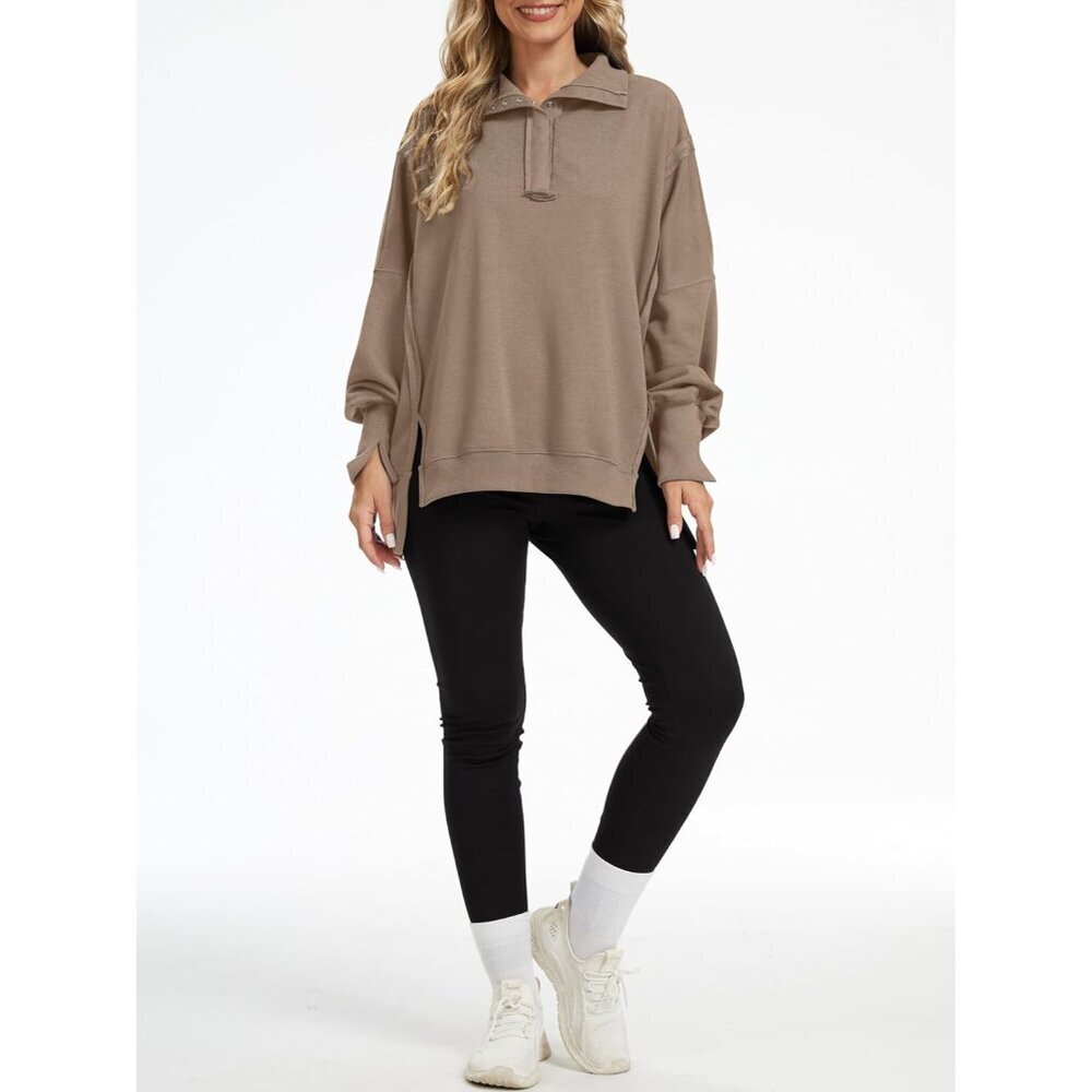Women Oversized Sweatshirt Cotton Blend Long Sleeve Casual Fall XL - Picture 4 of 6